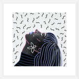 Cuadro Woman Portrait Lines Flower