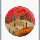 Cuadro Circular watercolor landscape