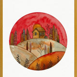 Cuadro Circular watercolor landscape
