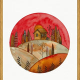 Cuadro Circular watercolor landscape