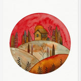 Cuadro Circular watercolor landscape
