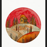 Cuadro Circular watercolor landscape