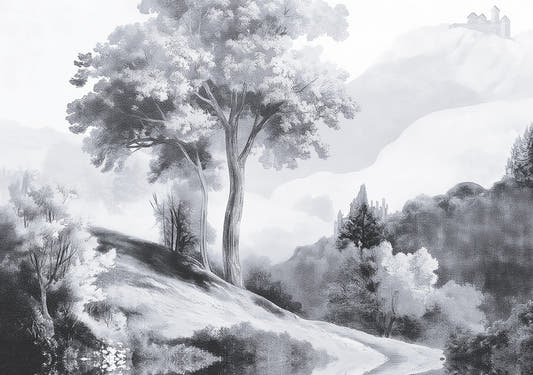 Papel Mural Misty Forest Black and White