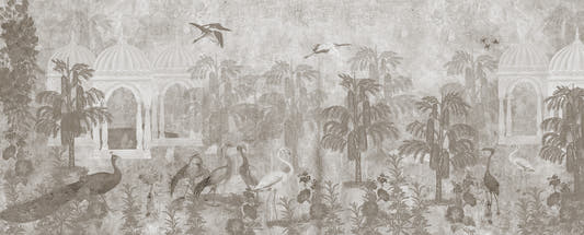 Papel Mural jardin de aves Sepia