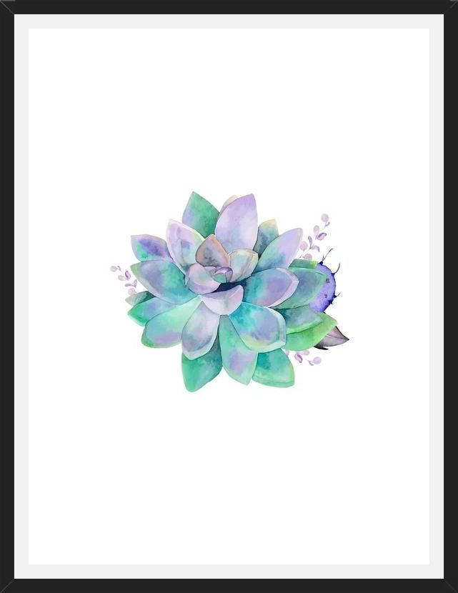 Cuadro Watercolor Purple Succulent
