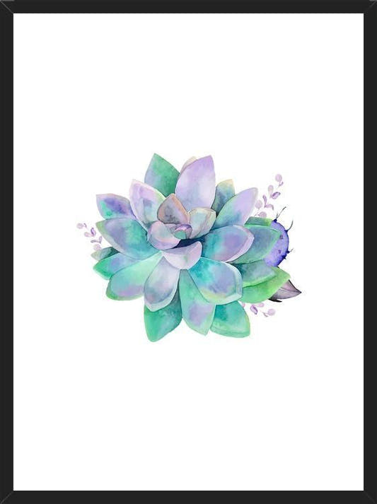 Cuadro Watercolor Purple Succulent