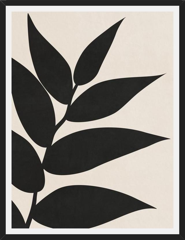 Cuadro Minimal Leaves - Black 01