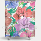 Cortina de Baño 470-Hand drawn pastel iris flower and tr