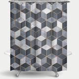 Cortina de Baño Geométrico Cubos - Azul