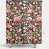 Cortina de baño Floral and Flamingo Pattern