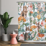 Cortina de Baño Cat and floral pattern