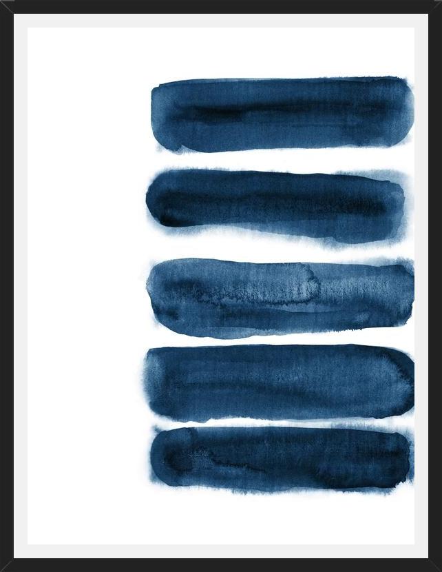 Cuadro Indigo blue watercolor brush strokes