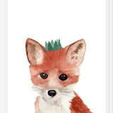 Cuadro Zorrito con coronita verde