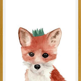 Cuadro Zorrito con coronita verde