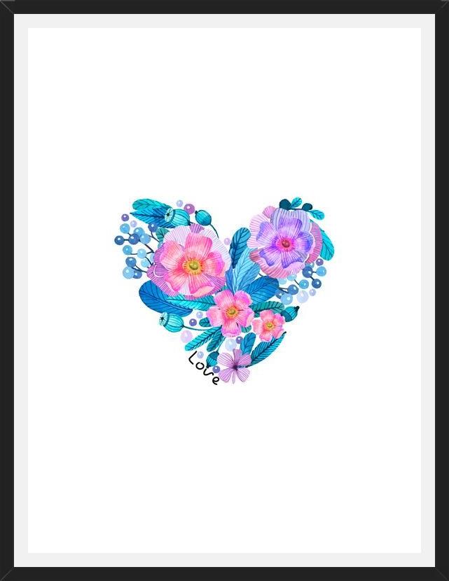 Cuadro Watercolor Floral Heart