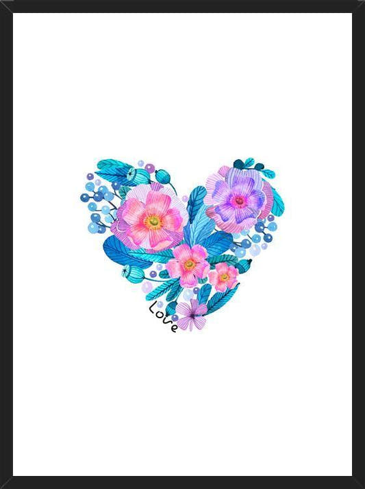 Cuadro Watercolor Floral Heart