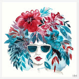 Cuadro Mujer Afro Floral