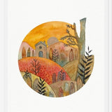 Cuadro Circular watercolor landscape 2