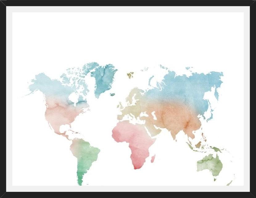 Cuadro Pastel colors world map