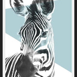 Cuadro cebra en celeste