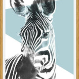 Cuadro cebra en celeste
