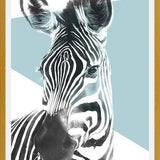 Cuadro cebra en celeste