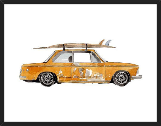 Cuadro Old Yellow BMW 2002 surf car