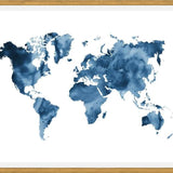 Cuadro Indigo blue world map