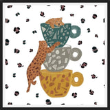 Cuadro Leopard with coffee cups wild forest