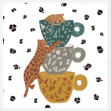 Cuadro Leopard with coffee cups wild forest