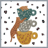 Cuadro Leopard with coffee cups wild forest