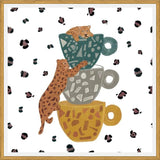 Cuadro Leopard with coffee cups wild forest
