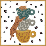 Cuadro Leopard with coffee cups wild forest