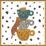 Cuadro Leopard with coffee cups wild forest