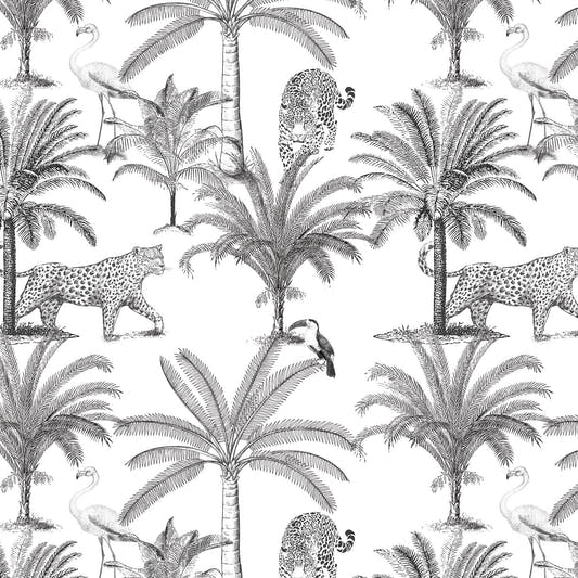 Mantel de Hule Black and White Jungle