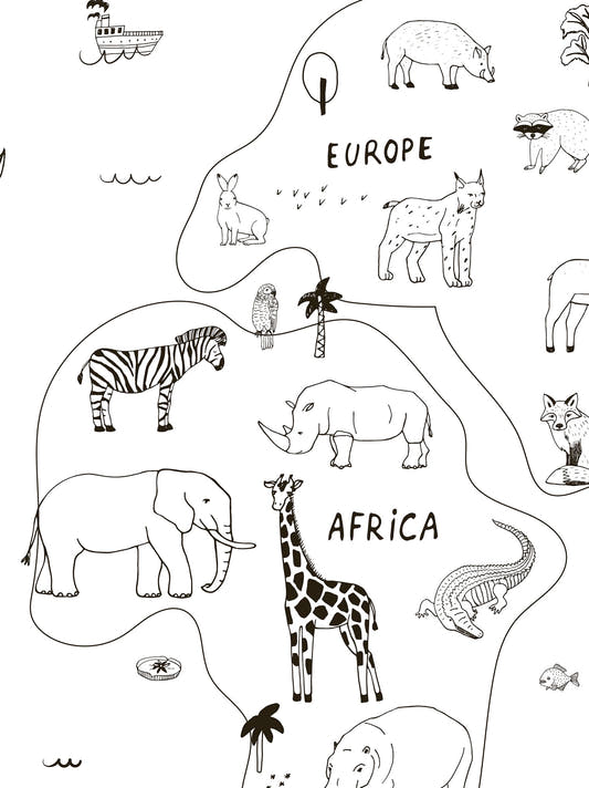 Papel Mural Animals Map