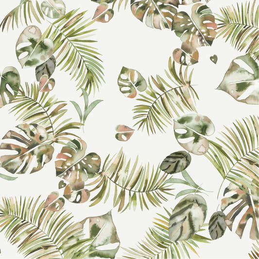 Mantel de Hule Tropical leaves gold green