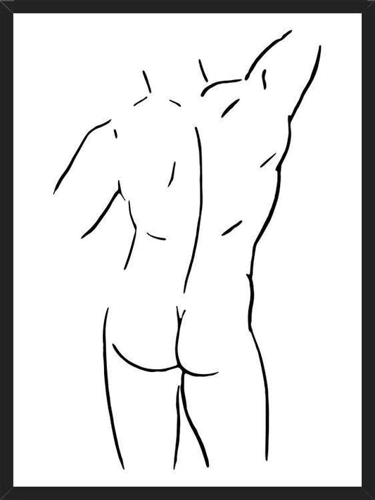 Cuadro Male body sketch 1 - Black and white