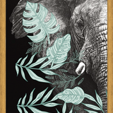 Cuadro elefantecon ilustraciones de hojas
