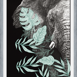 Cuadro elefantecon ilustraciones de hojas