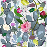 Canvas Succulent, Cactus and Colorful Flowers Pattern