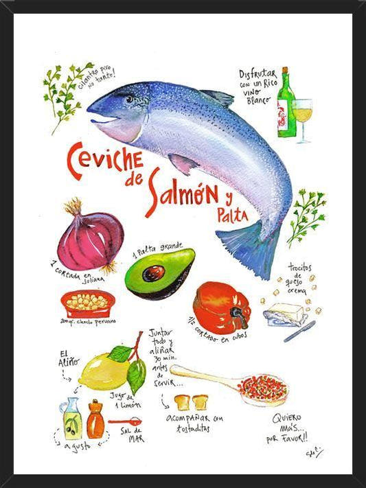 Cuadro Receta Ceviche Salmón