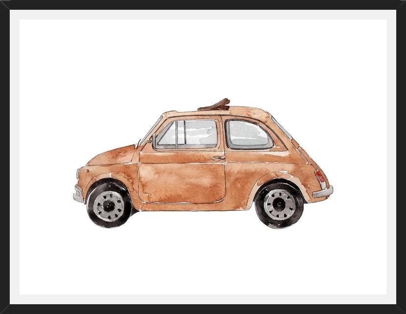 Cuadro Beige Vintage Car Fiat 500