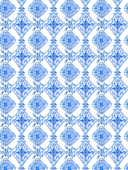 Mantel de hule Amalfi Blue, detalle del diseño