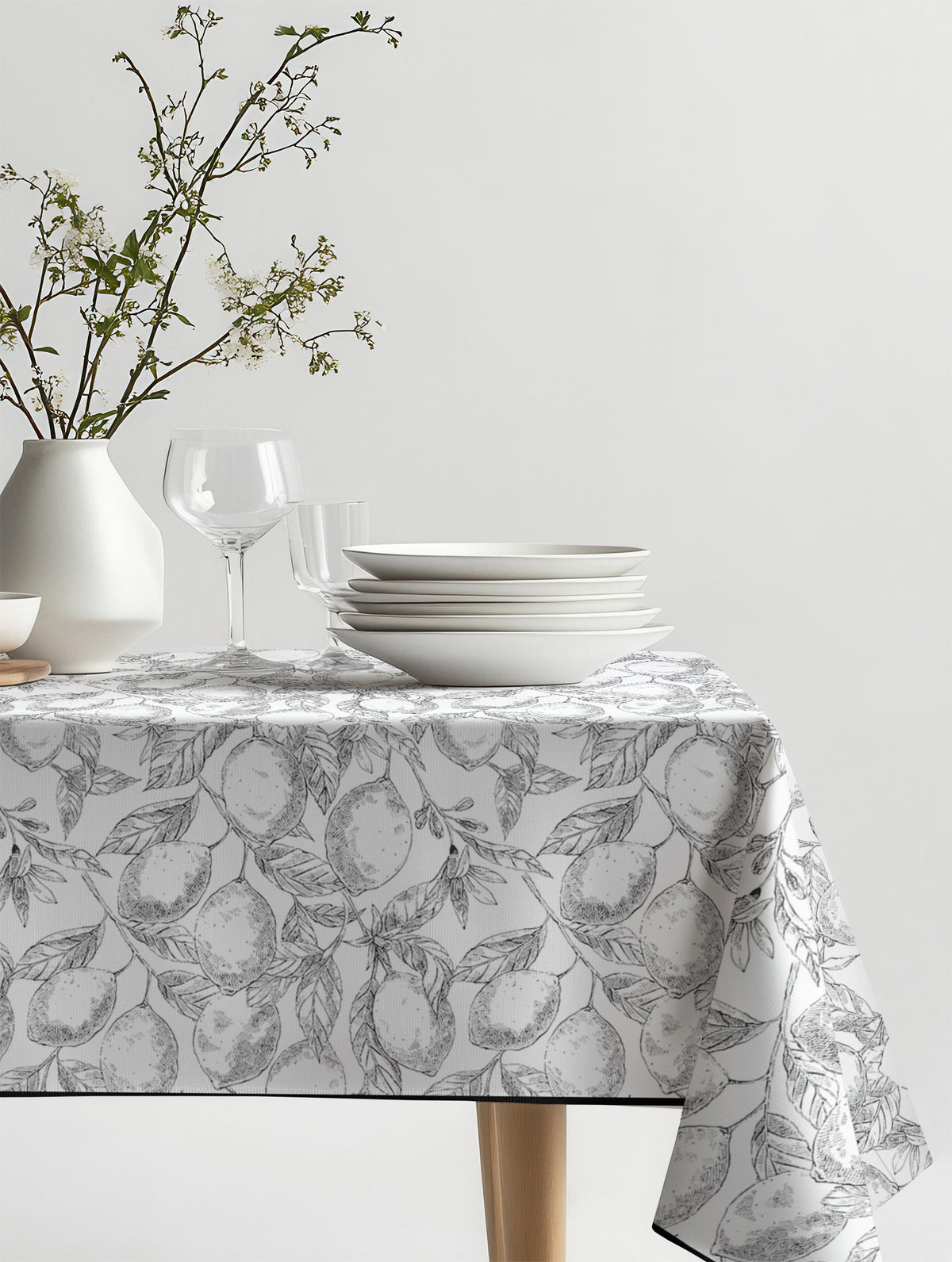 Mantel de hule Lemon sobre una mesa