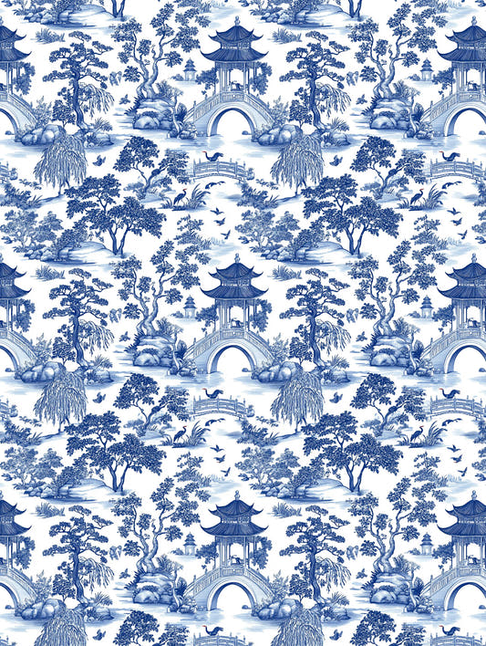 Mantel de hule Oriental Garden, detalle del diseño