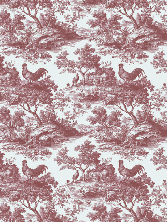 Mantel de hule Rooster Red, detalle del diseño