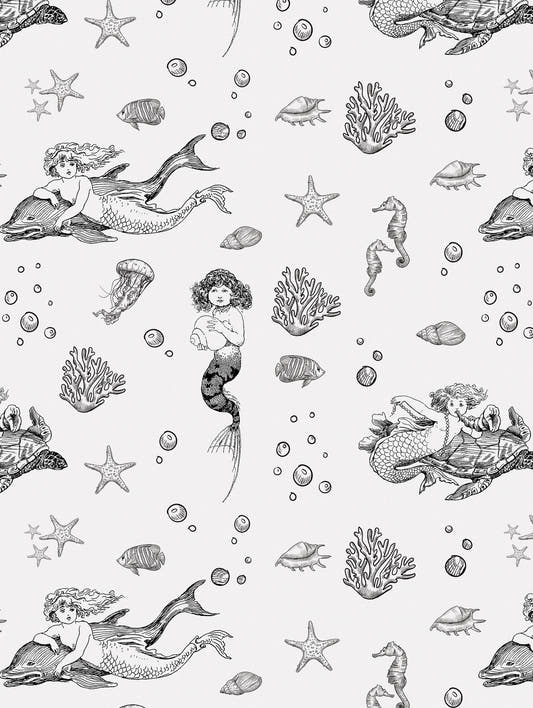 Mantel de hule Sirenitas, detalle del diseño