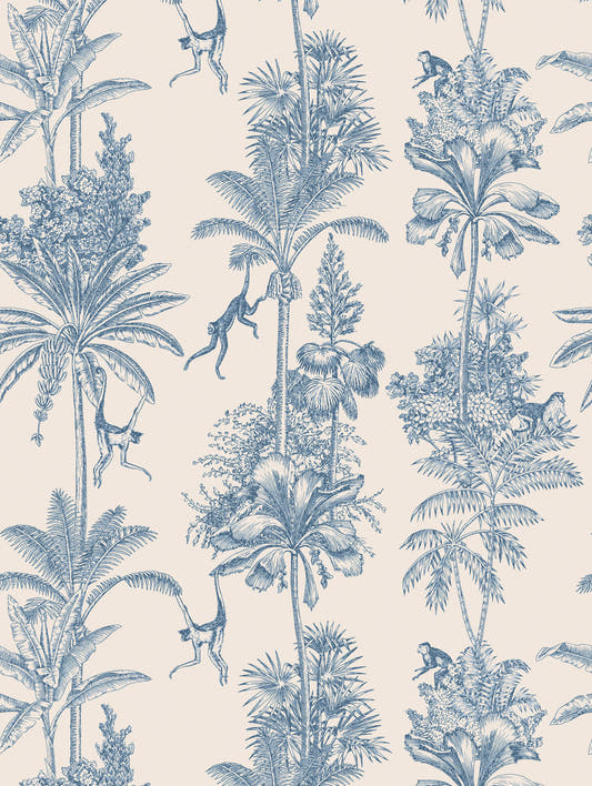 Mantel de hule Vintage Palms and Monkeys, detalle del diseño