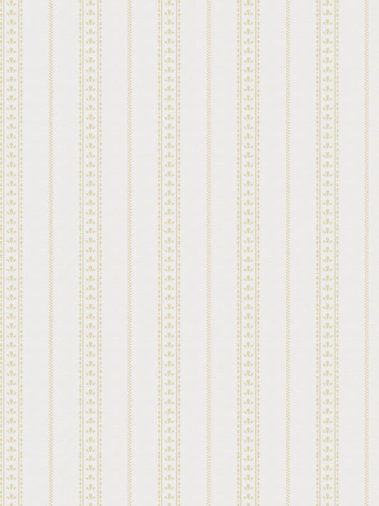 Papel mural Elisa Amarillo, detalle del diseño: rayas finas con guarda de puntos amarillos.